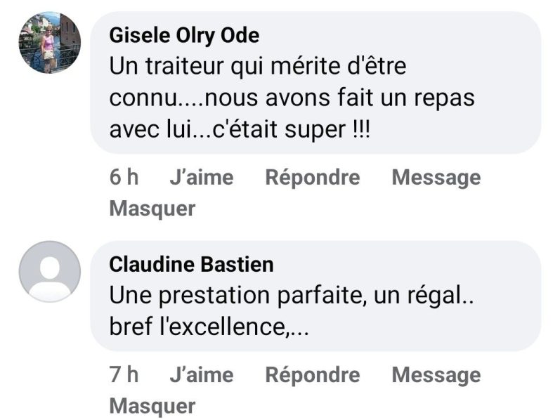 Un traiteur qui mérite d'être connu...nous avons fait un repas avec lui...c'était super!!! Une prestation parfaite, un régal...bref, l'excellence...